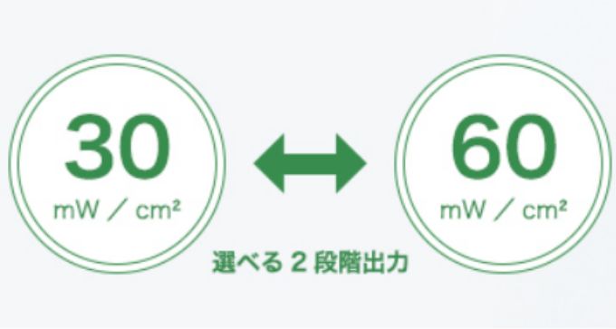 超音波出力は2段階で選択可能